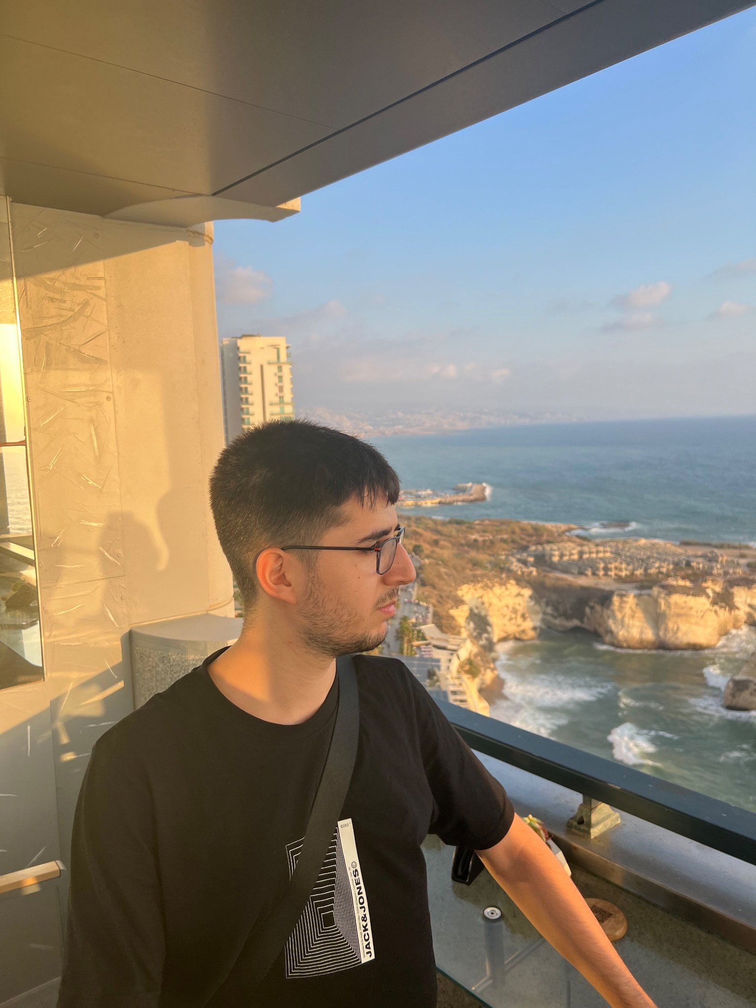 At a hotel in Beirut overlooking the sea