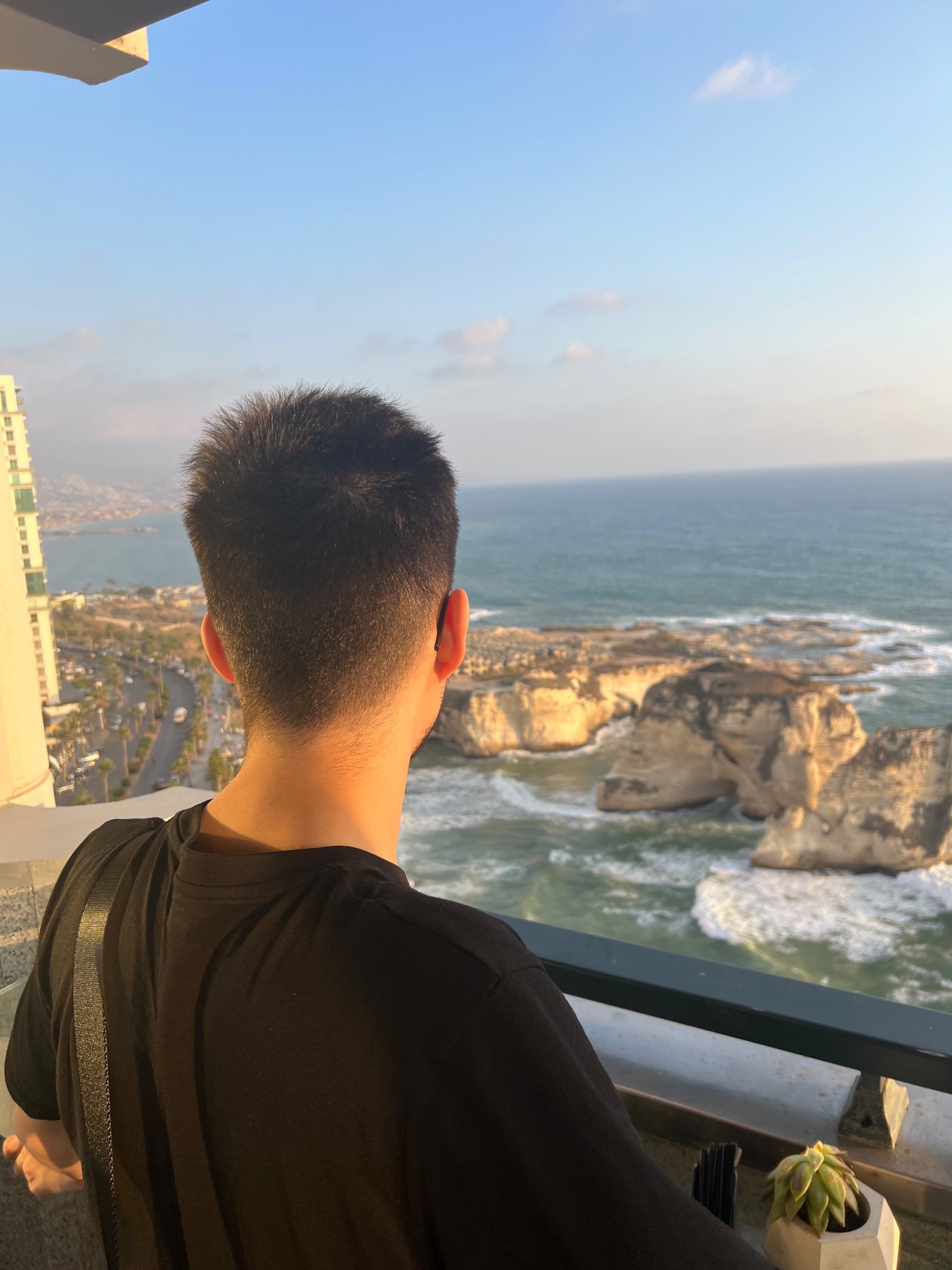 At a hotel in Beirut overlooking the sea