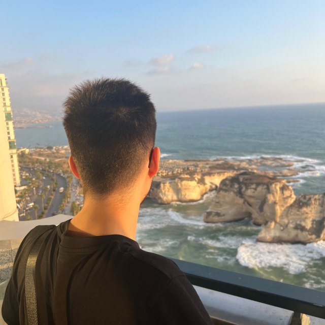 At a hotel in Beirut overlooking the sea