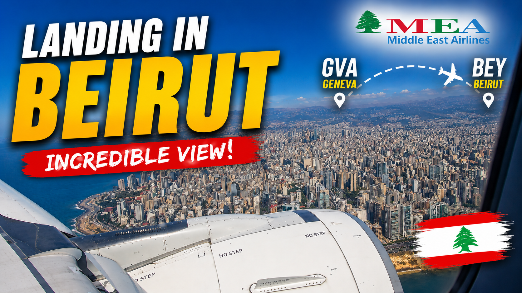 Landing in Beirut with a beautiful view of the city.